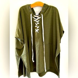 Olive green Free People hooded poncho